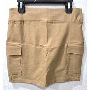 Womens Tan Mid-Waisted Mini Skirt w/ Pockets & Back Zipper Size S